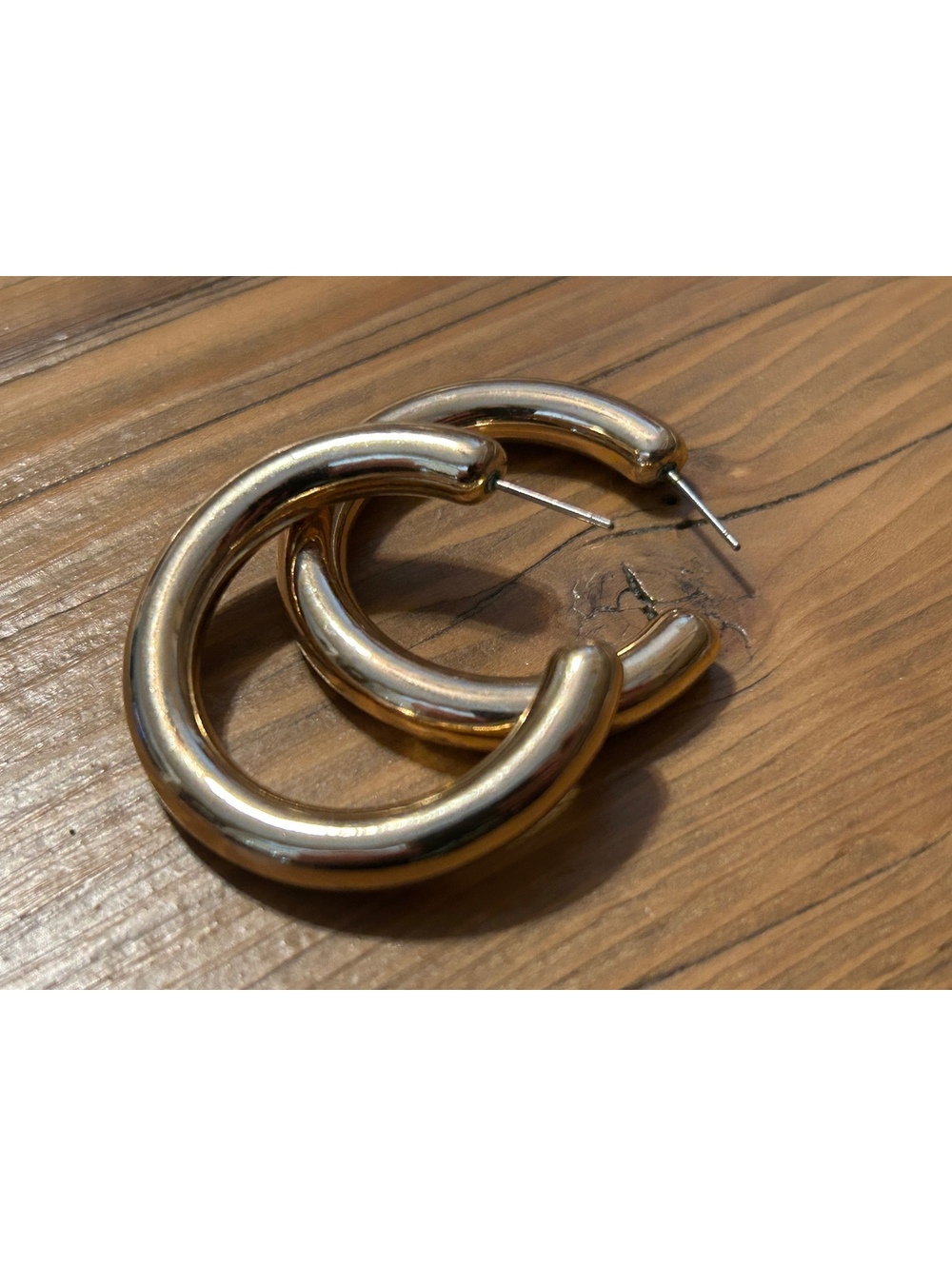 Classic Gold Tone Chunky Hoop Earrings